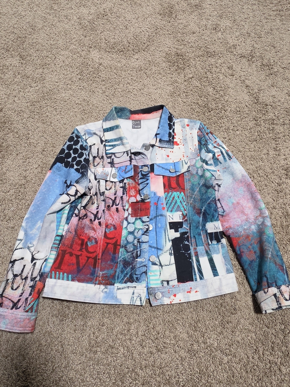 Arty by Dolcezza Vibrant Abstract Graffiti Art Print Cotton Jacket Women's S